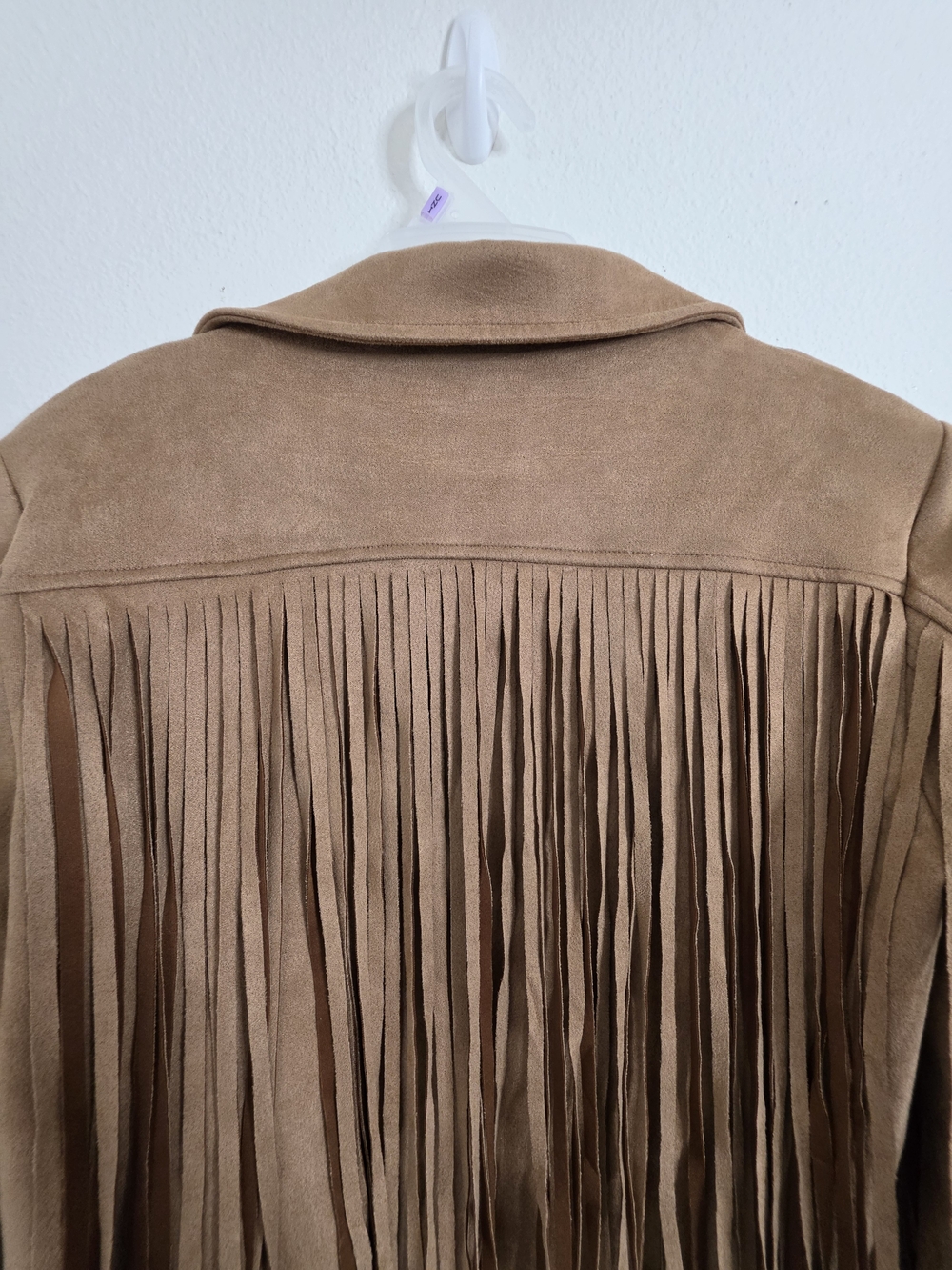 Womens Faux Suede Fringe Cropped Jacket Tan Brown Western Cowgirl Small - Picture 13 of 14